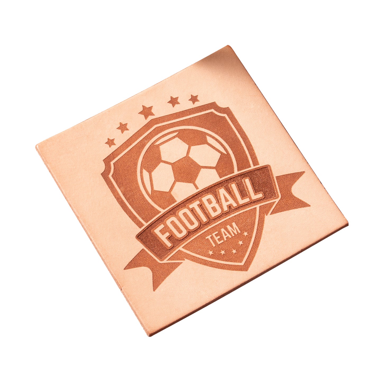 Soccer Team Emblem Leather Coaster Engraving