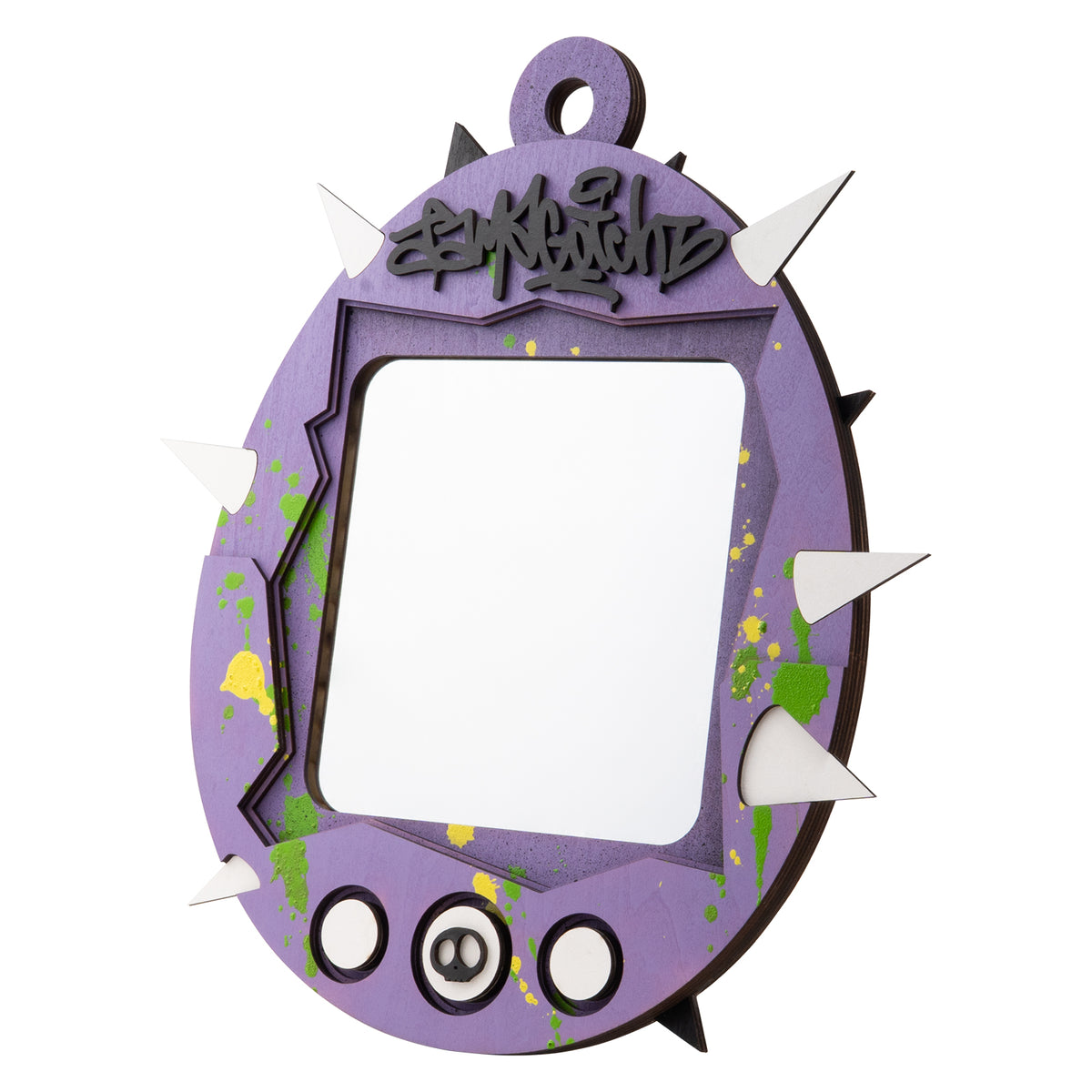 Graffiti-style Tamagotchi art hanging mirror