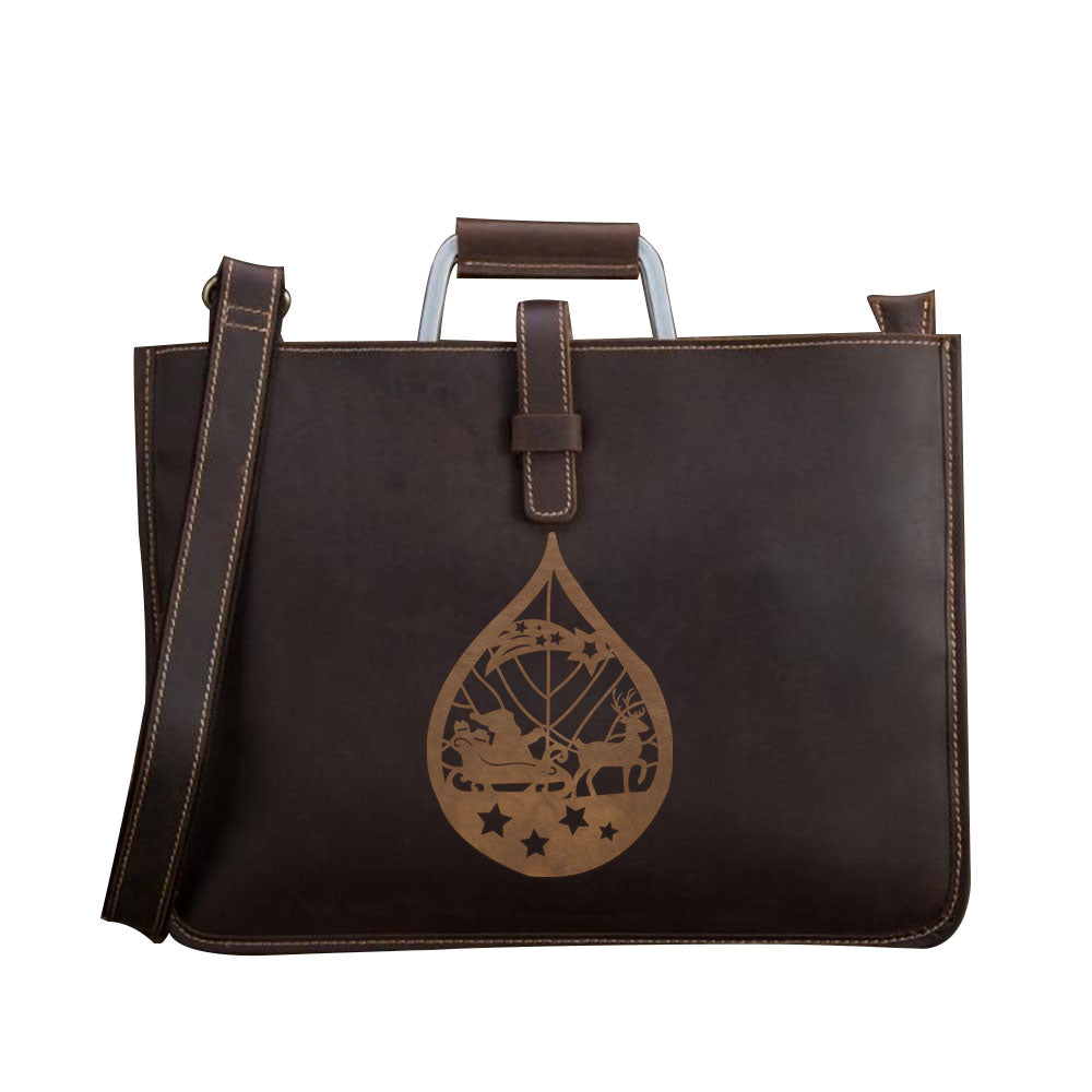 Engraved Leather Briefcase 08 - Santa