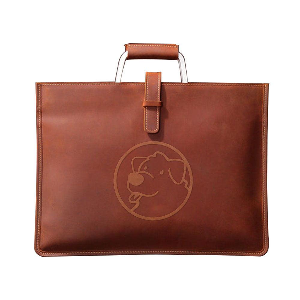 Engraved Leather Briefcase 06 - Dog