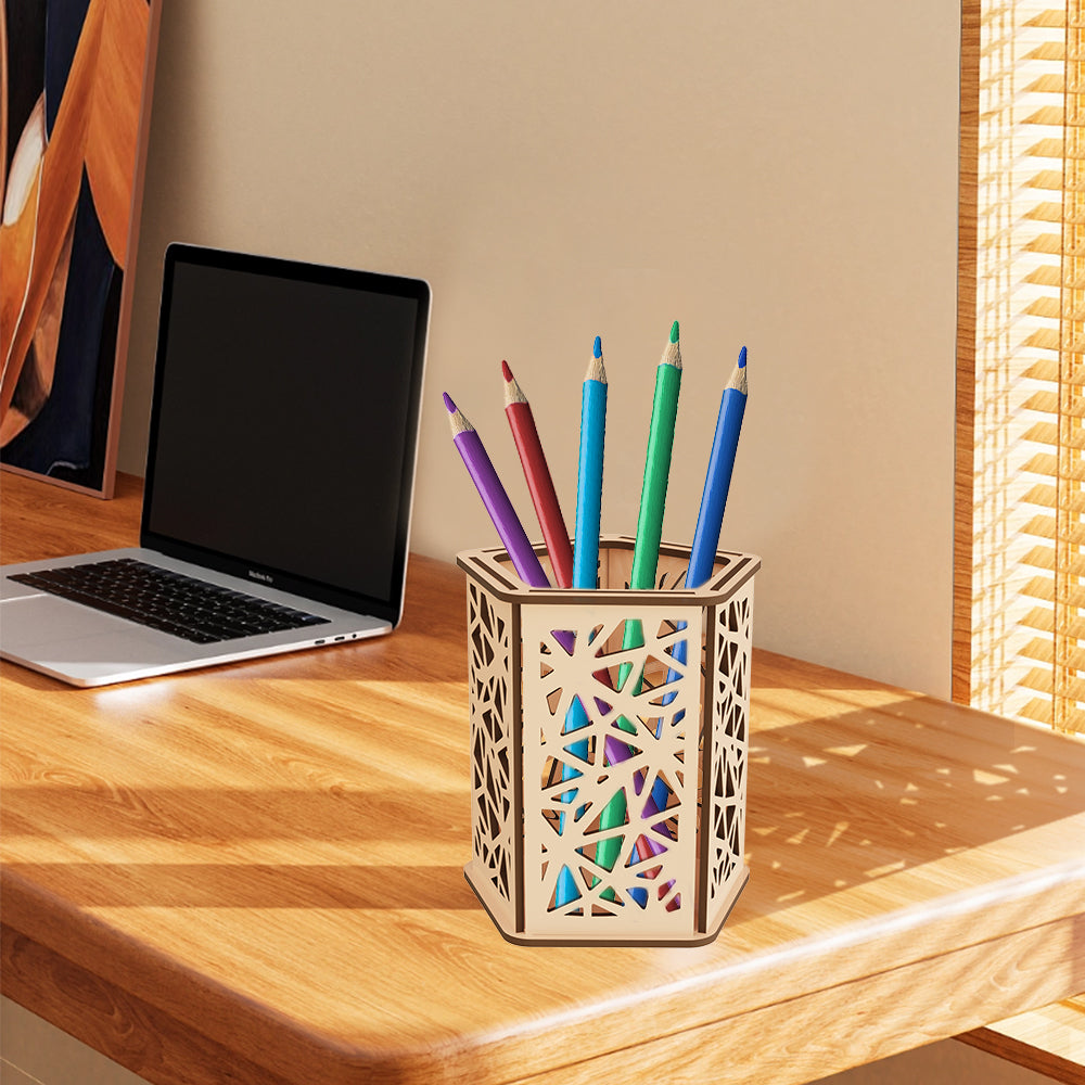 Geometric Line Pattern Pen Holder