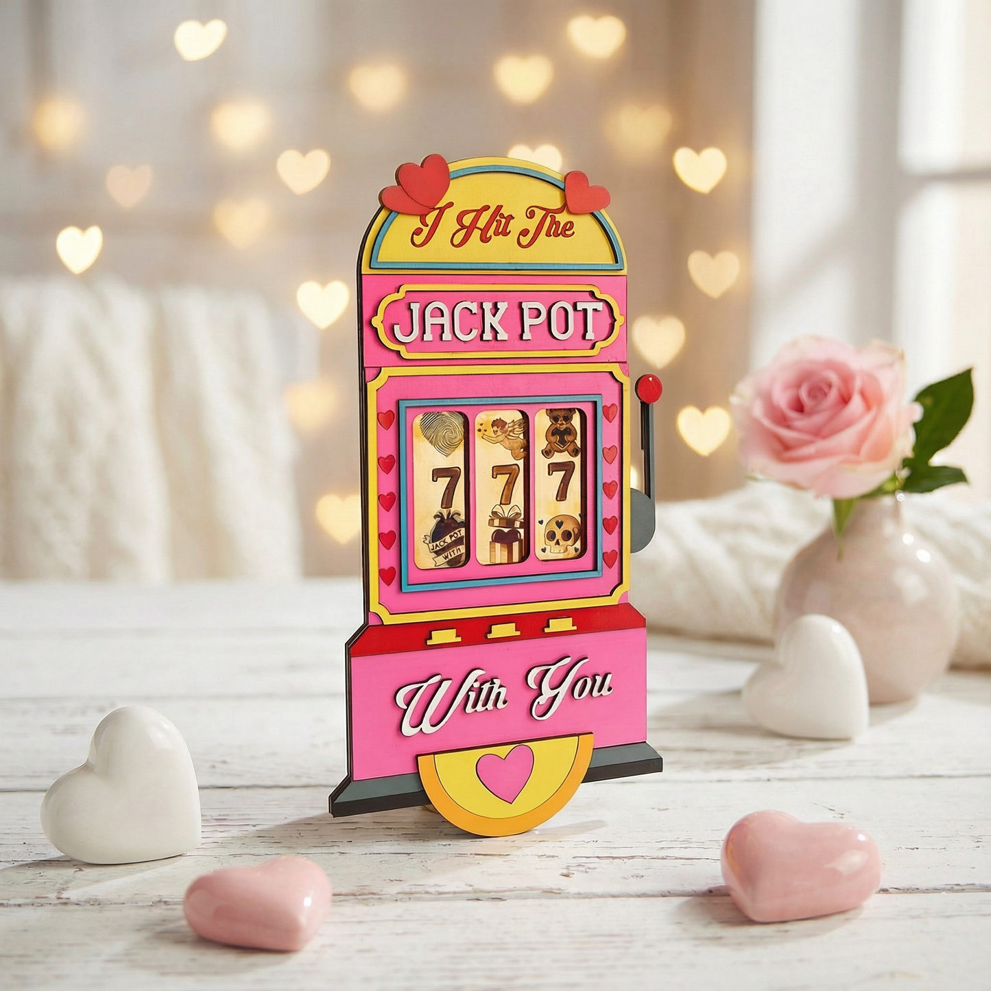 Valentine's Day Theme Slot Machine Jackpot Photo Frame