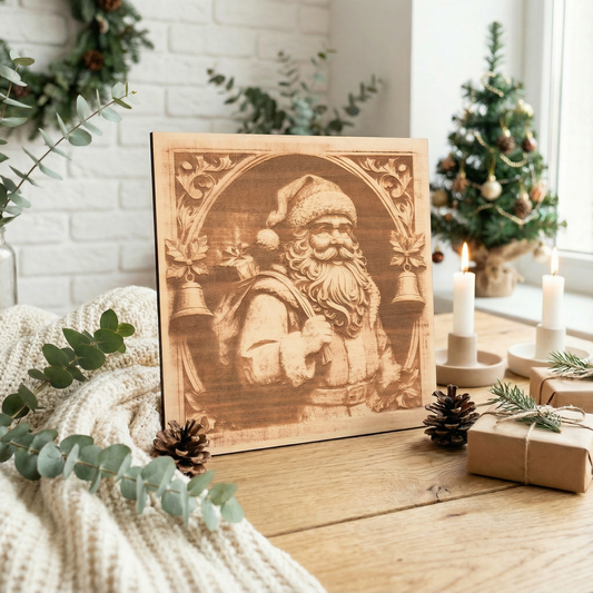 Christmas Wooden Santa Claus Decorative Art