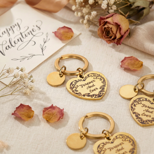 Valentine's Day Heart Shaped Keychain Engraving