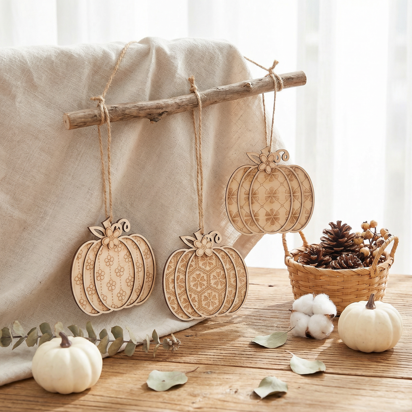 Wooden Pumpkin Ornament