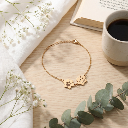 Personalized pet paw print bracelet engraving