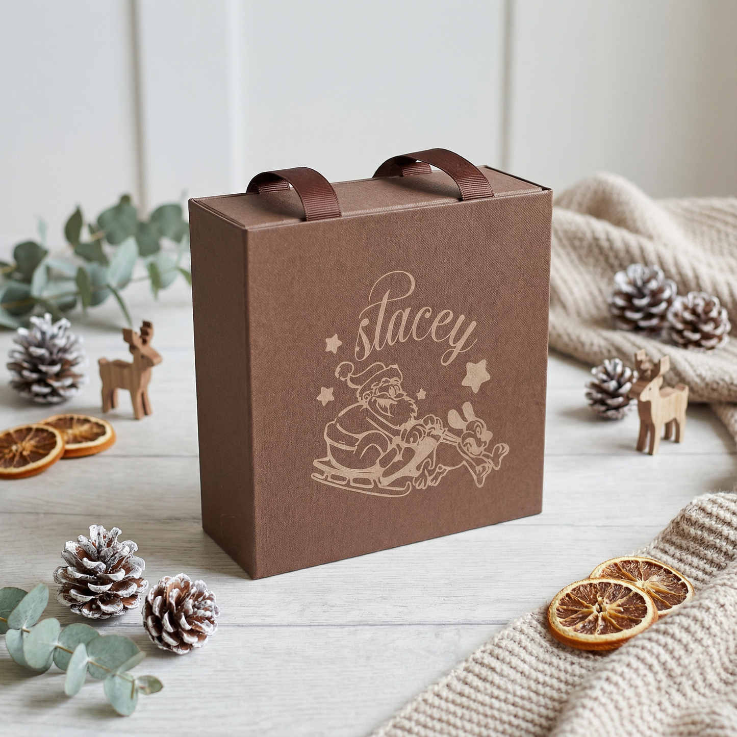 Christmas Santa Sleigh Paper Gift Box Engraving