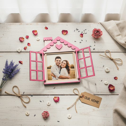 Valentine's Day Pink House Photo Frame