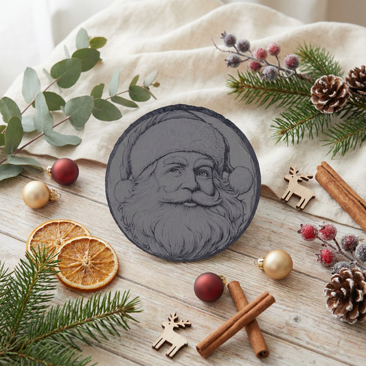 Christmas Themed Santa Stone Slate Coaster Engraving