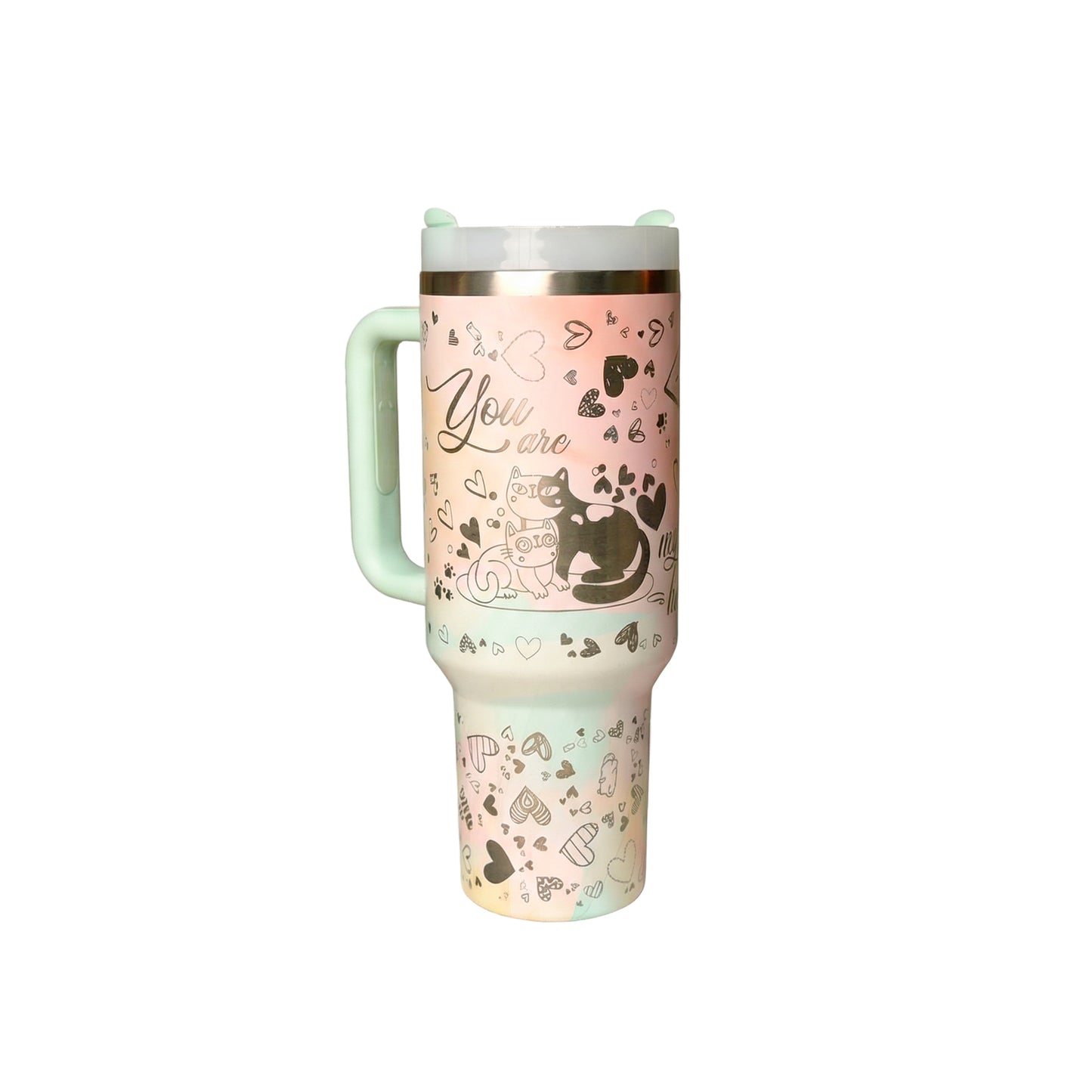 Valentine's Day Cat Themed Stanley Tumbler Engraving
