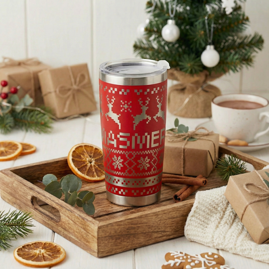 Christmas Themed Tumbler Engraving