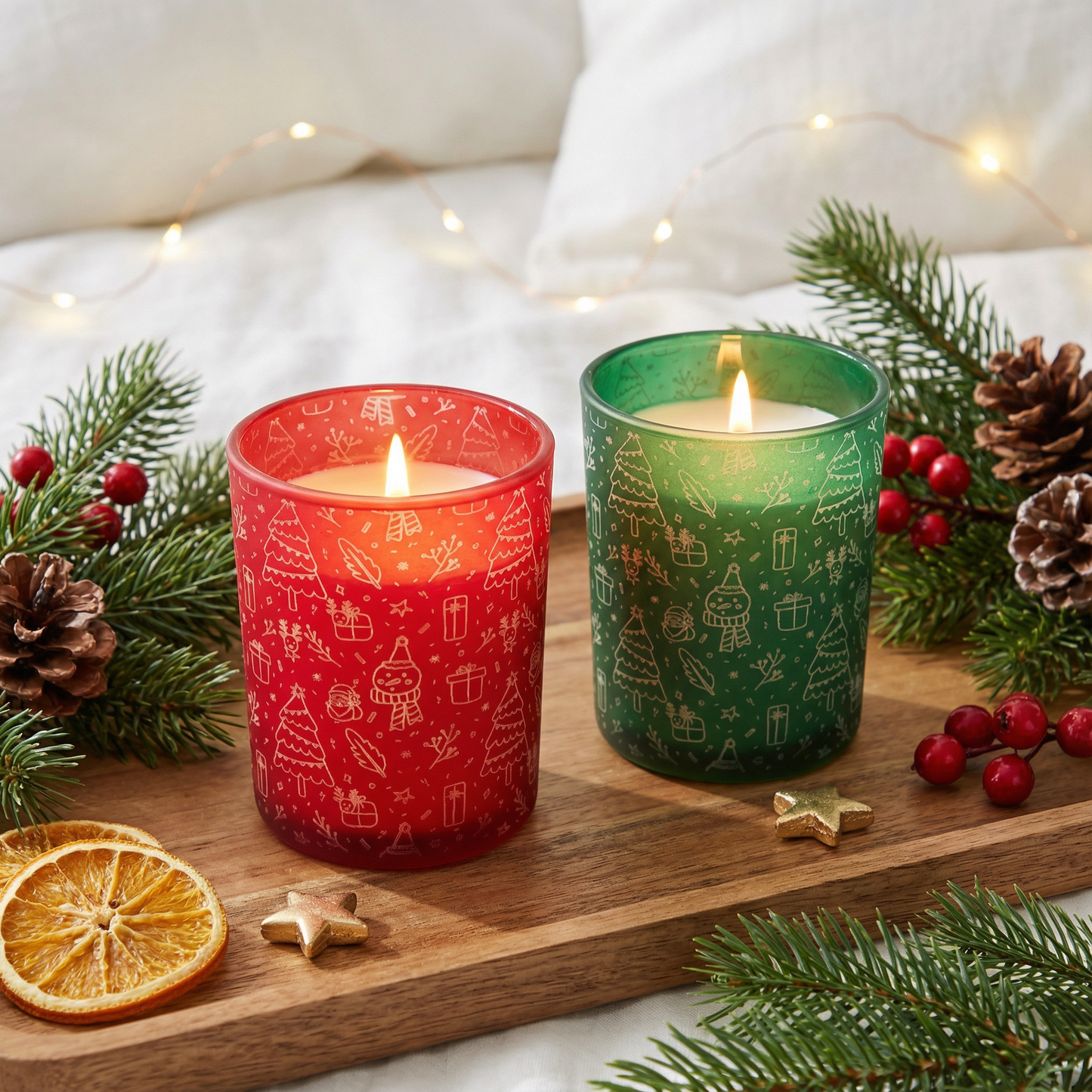 Aroma Candle Holder Christmas Pattern Engraving