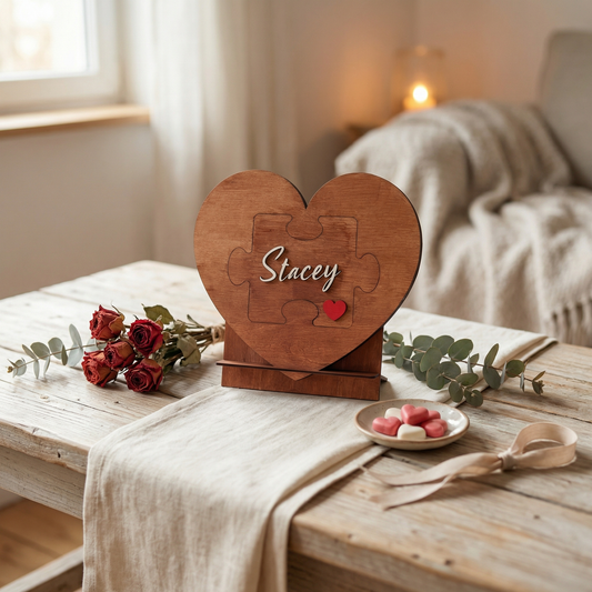 Valentine's Day Heart Shaped Puzzle Ornament with Name