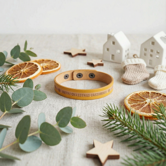 Christmas themed leather bracelet