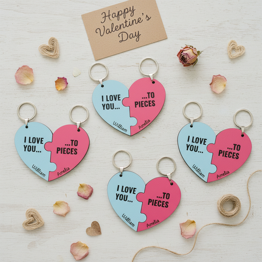 Valentine's Day Heart-Shaped Puzzle Keychain