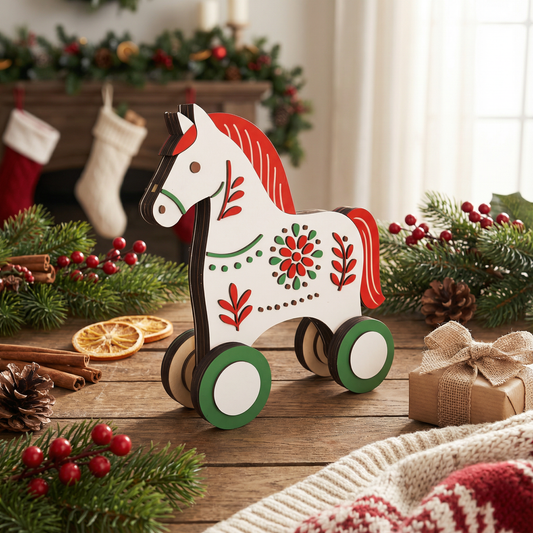 Christmas themed toy horse