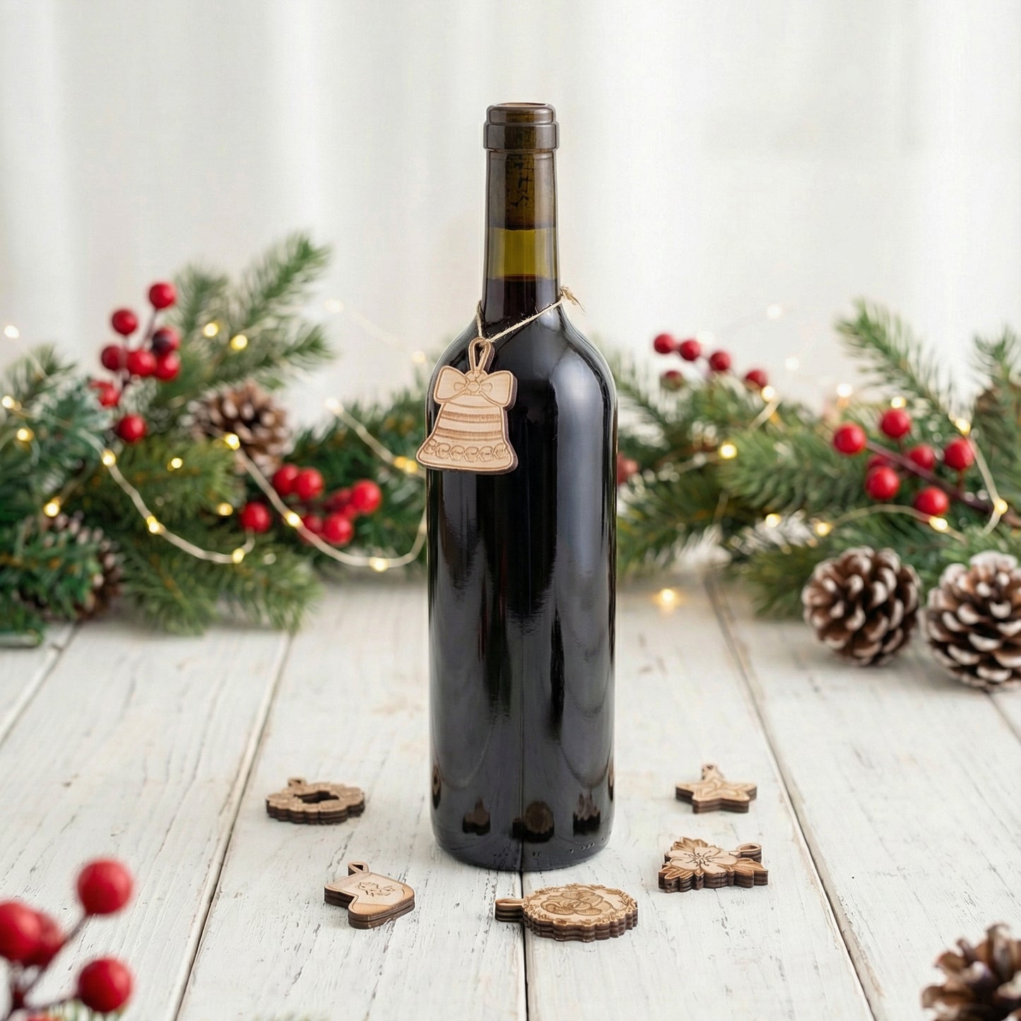 Christmas Themed Wine Bottle Neck Hang