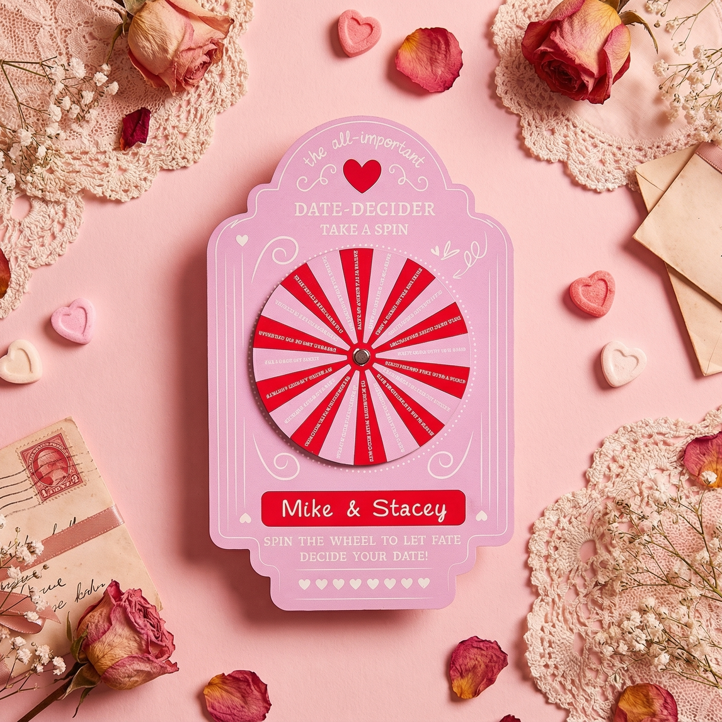 Valentine's Day Date Decider Paper Pinwheel Spinning Wheel