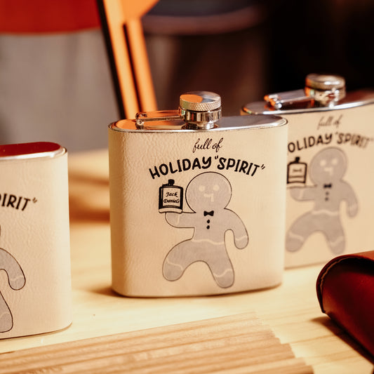 Gingerbread Man Christmas Spirit Whisky Flask Engraving