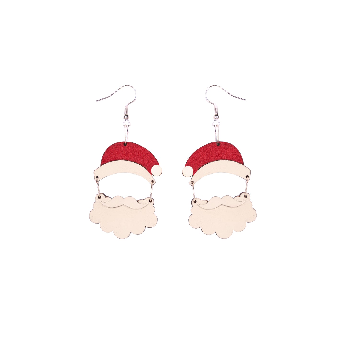 Santa Claus-shaped wooden earrings