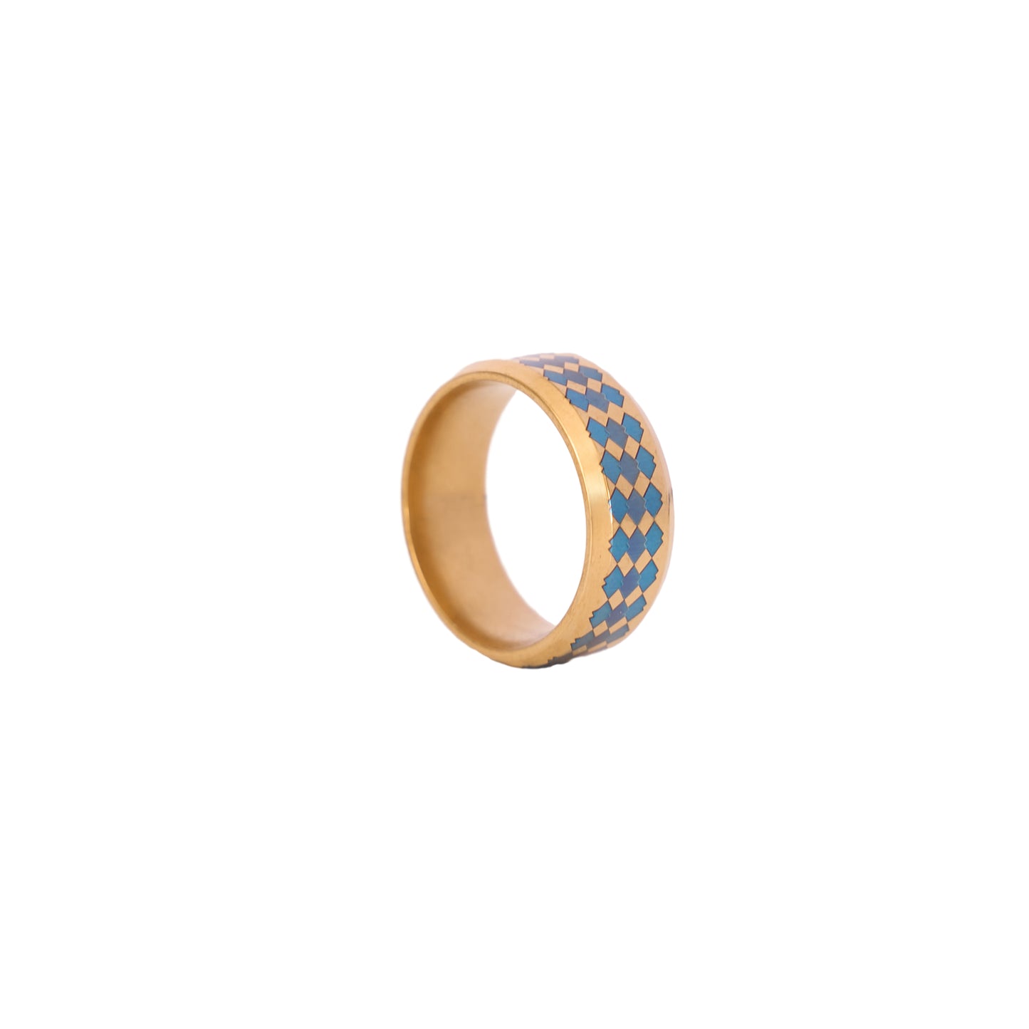Geometric Pattern Metal Ring Color Engraving