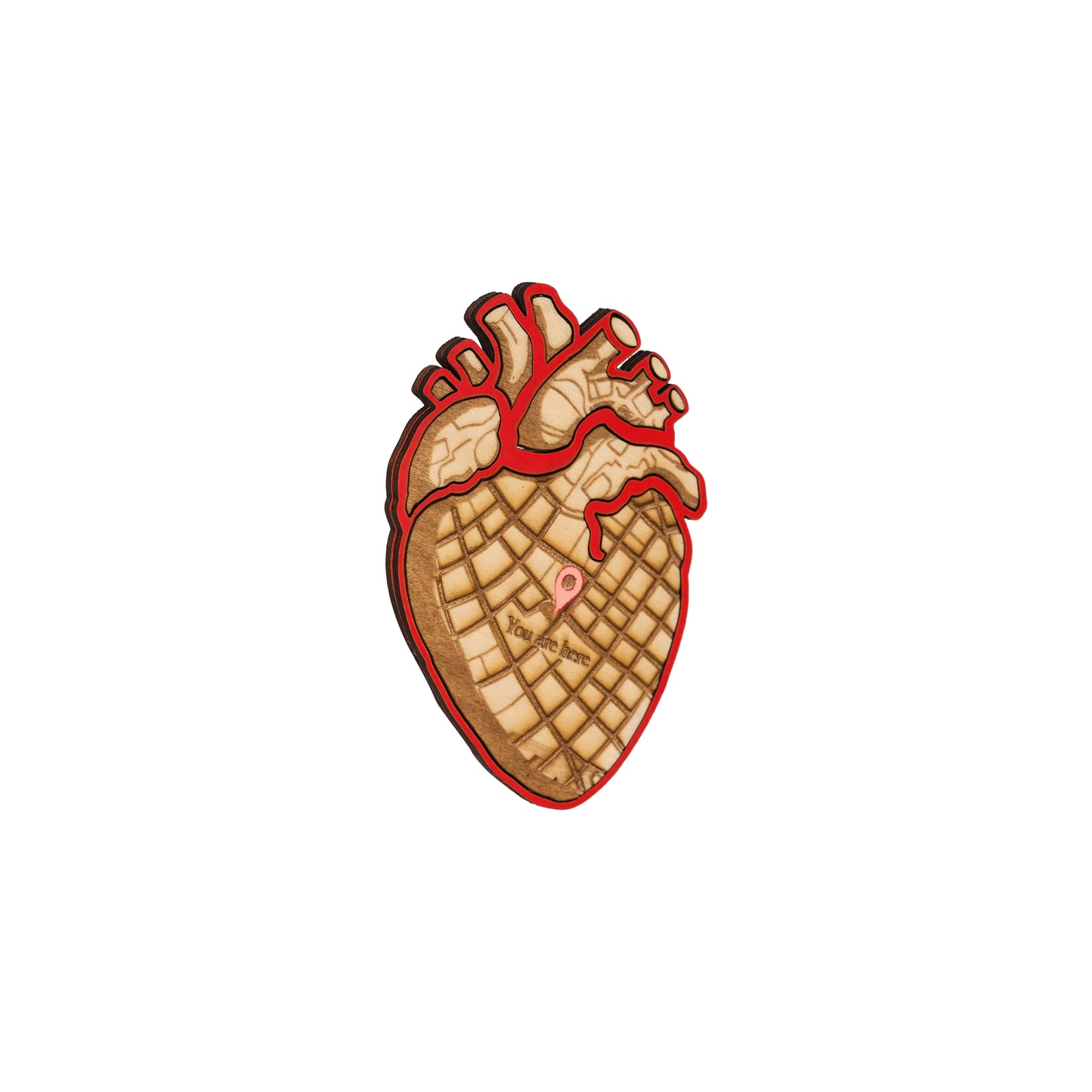 Valentine's Day Theme Heart-shaped Map Wooden Coaster