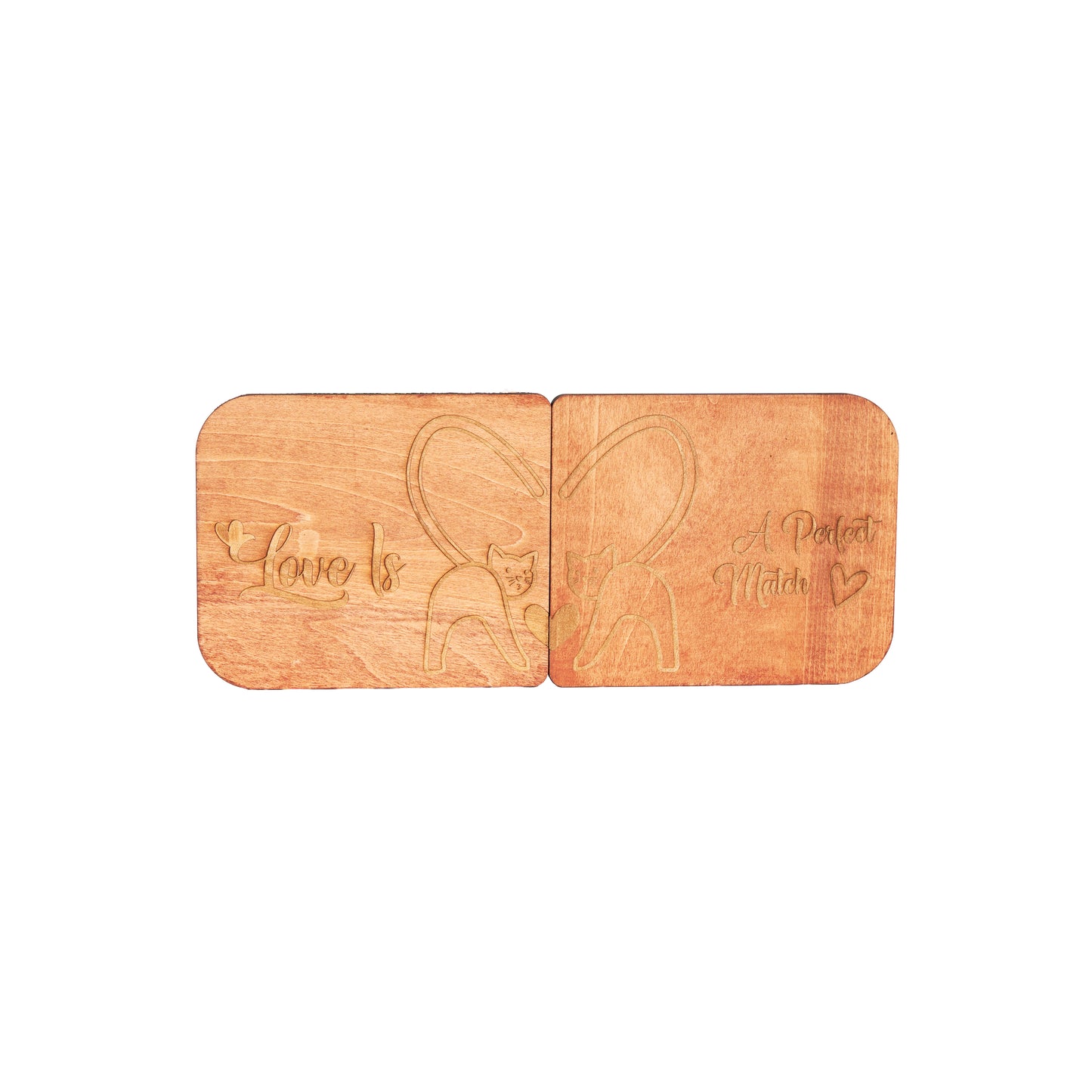 Valentine's Day Cat Love Wooden Coasters