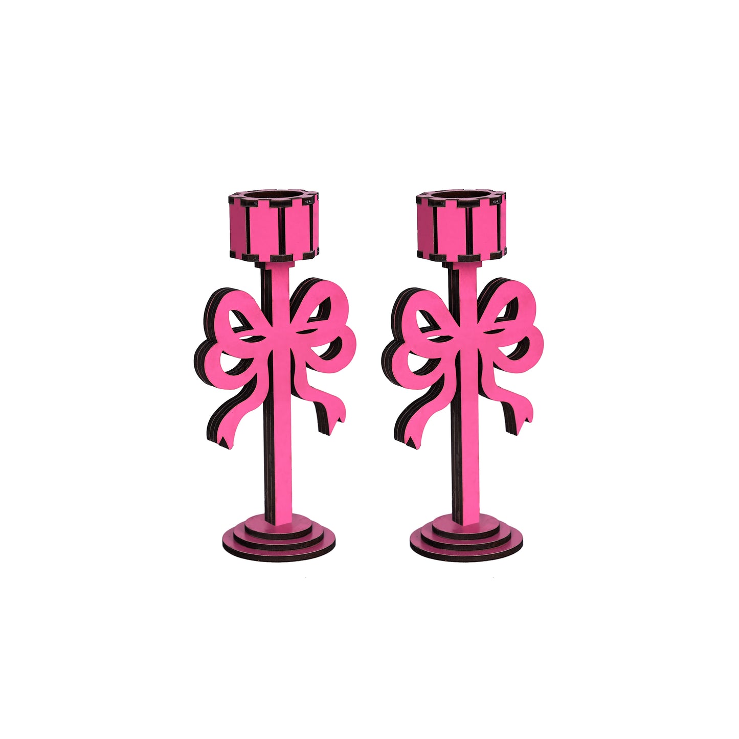 Wooden Valentine's Day Bow Candle Holder