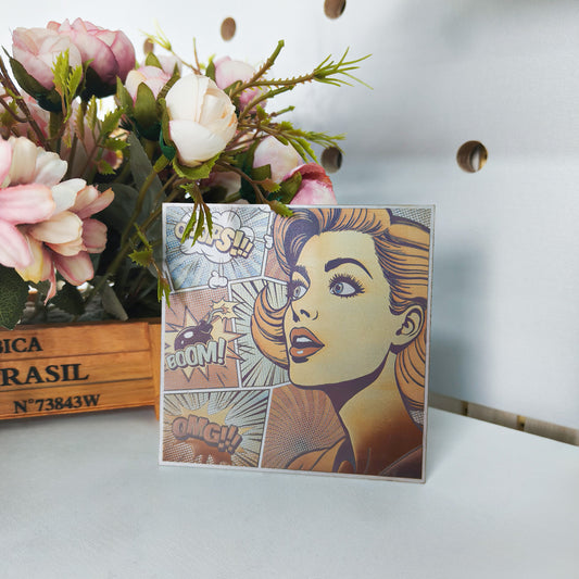 Comic Style Metal Plate Colorful Engraving