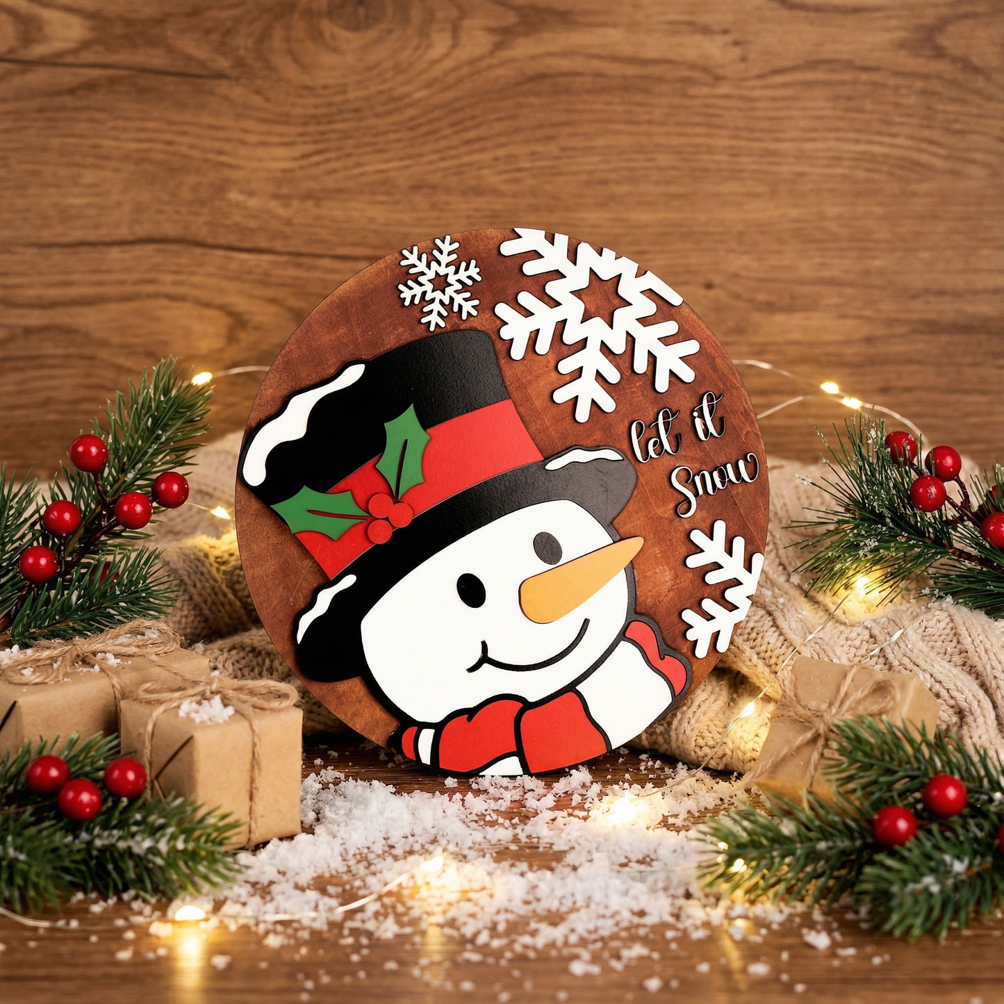 Christmas Snowman Wooden Wall Decor