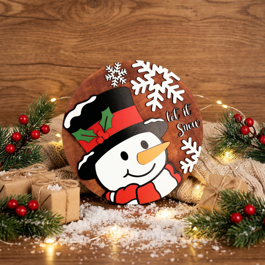 Christmas Snowman Wooden Wall Decor
