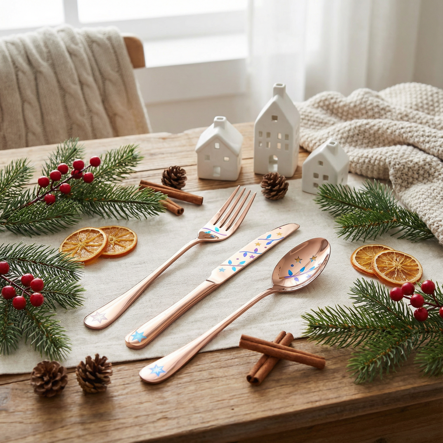 Christmas Themed Cutlery Color Engraving