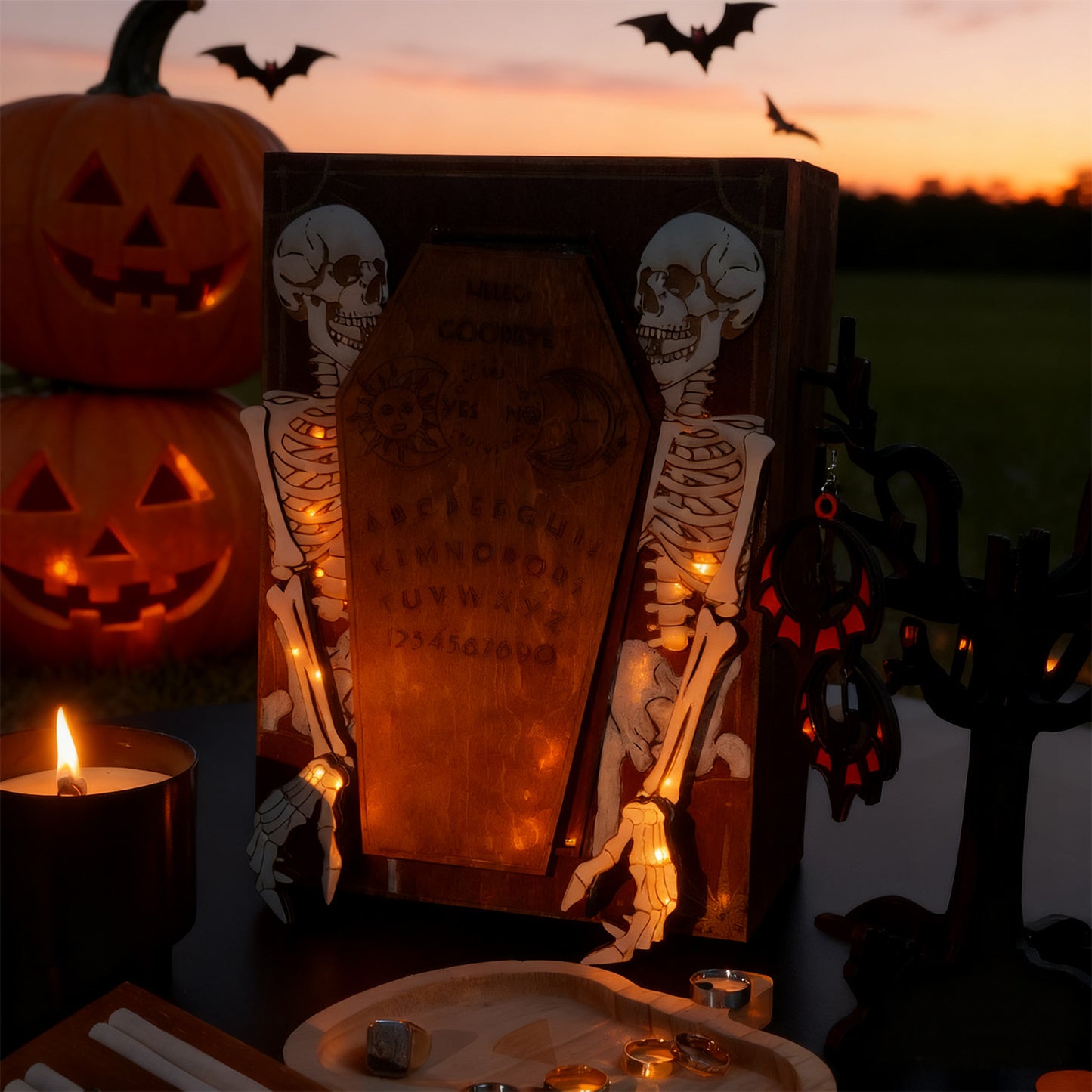 Wooden Halloween Coffin Trap Box