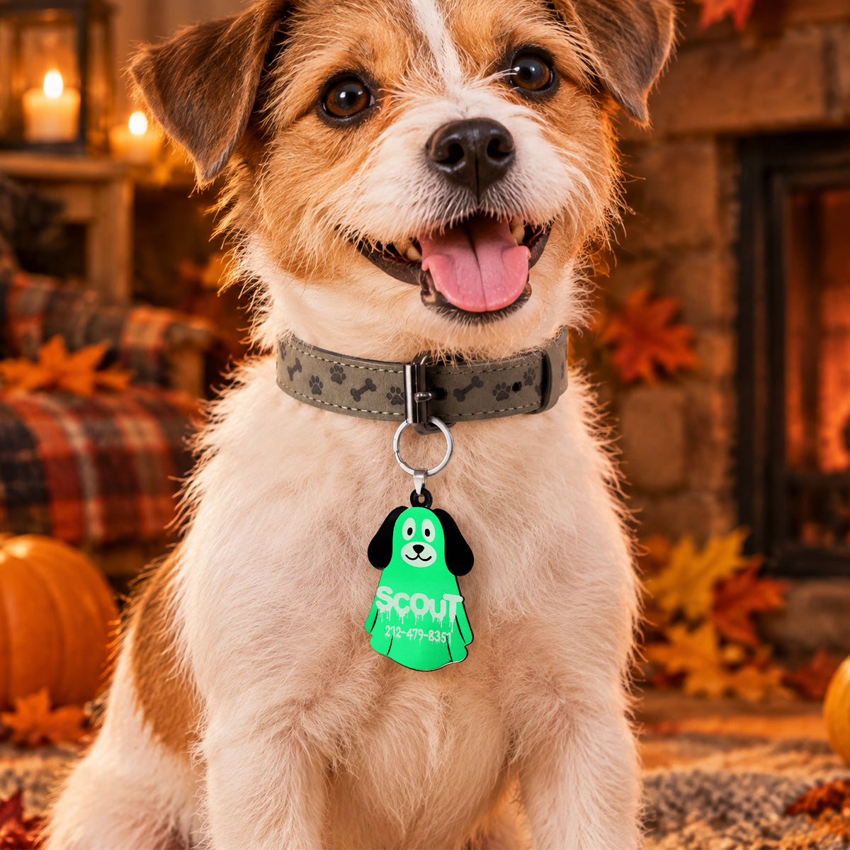 Glow-in-the-Dark Ghost Puppy Dog Tag