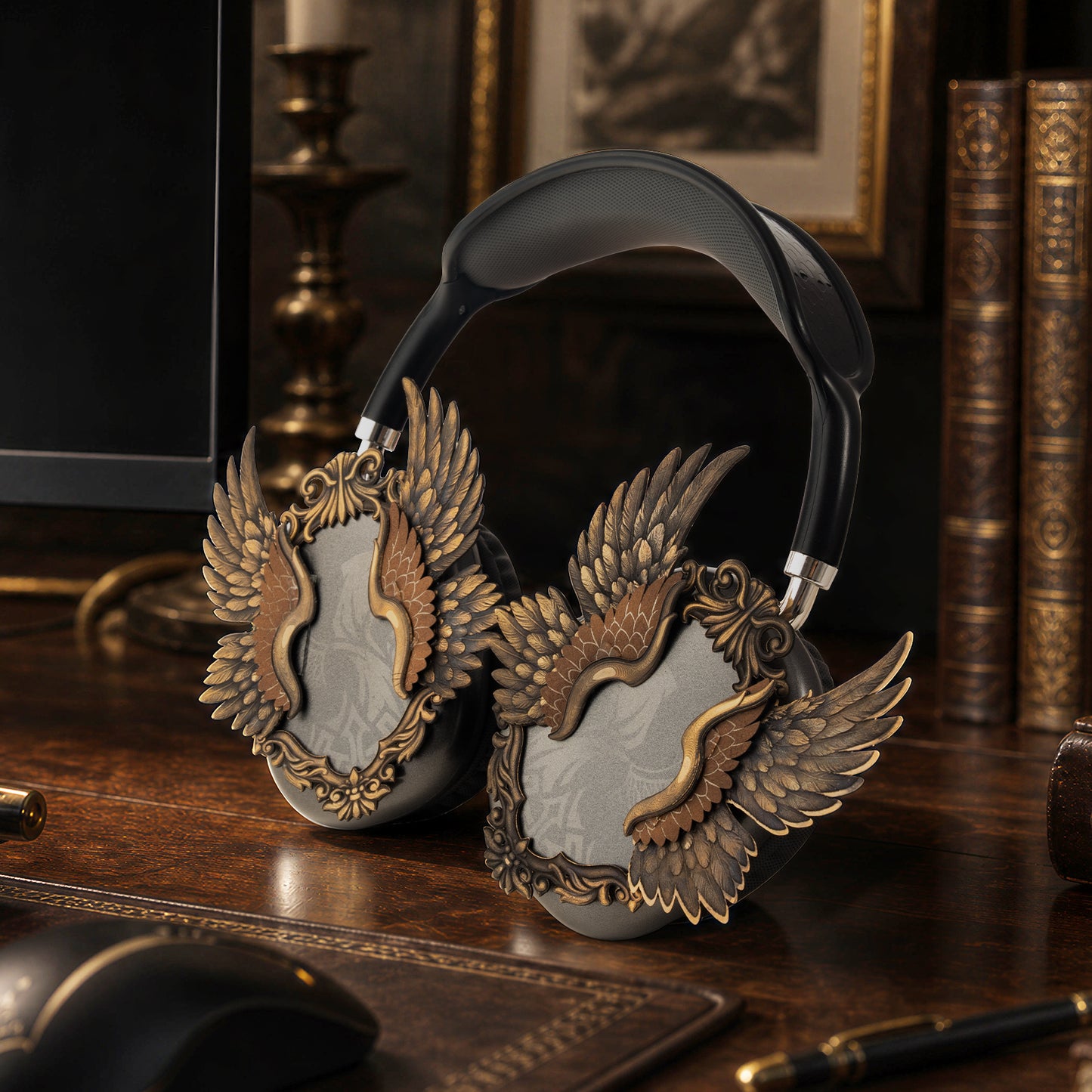Gaming Headphones Metal Wings Engraving