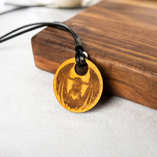 Wooden Eagle Pattern Deep Engraving Pendant