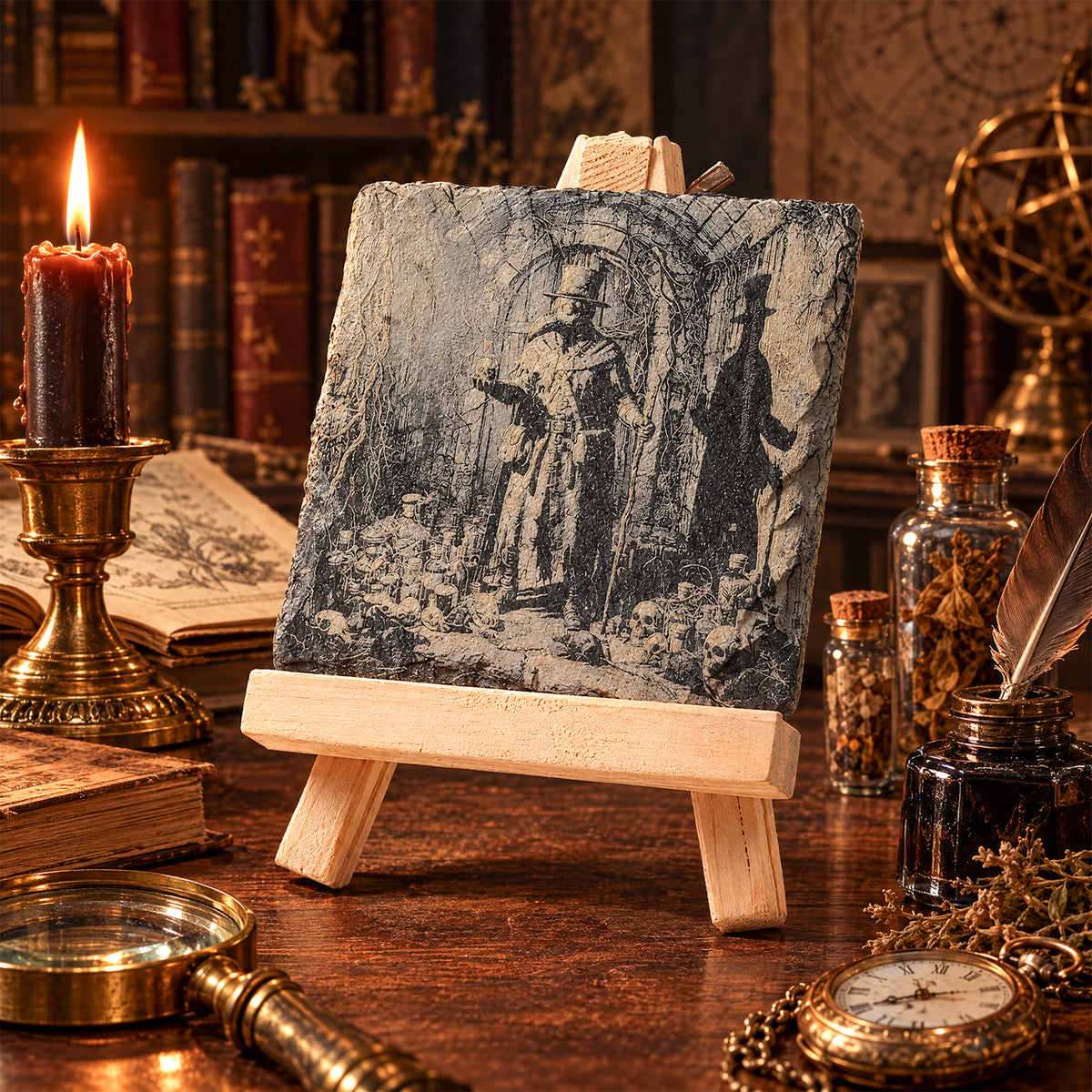 Vintage Alchemist Slate Stone Engraving