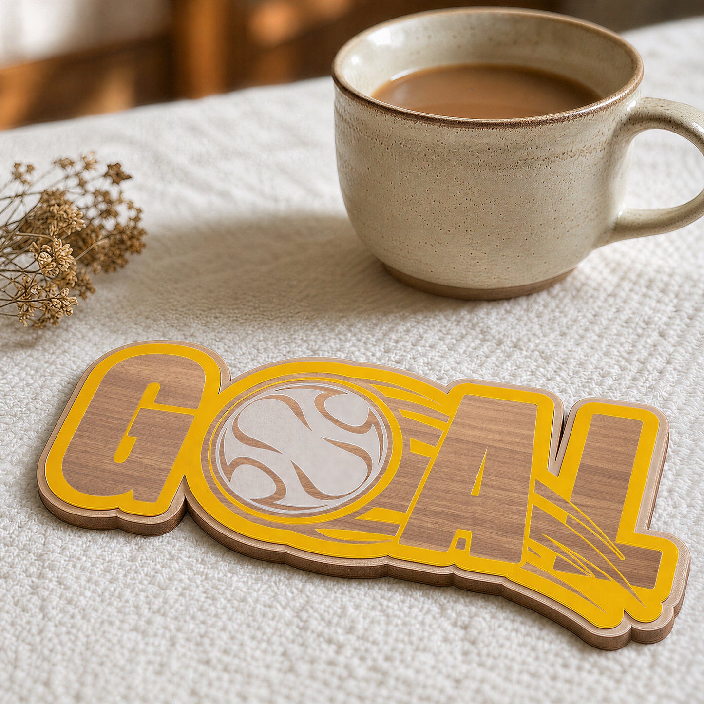 Soccer Wooden Coaster Cutting Engraving