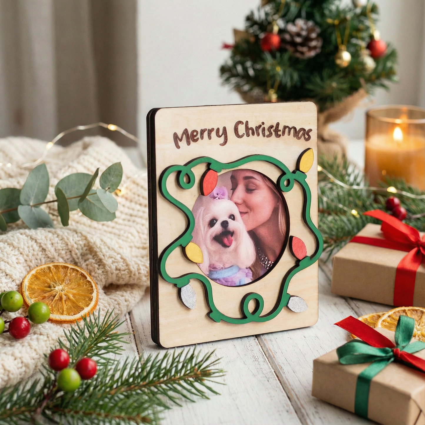 Christmas Themed Wooden Photo Frame