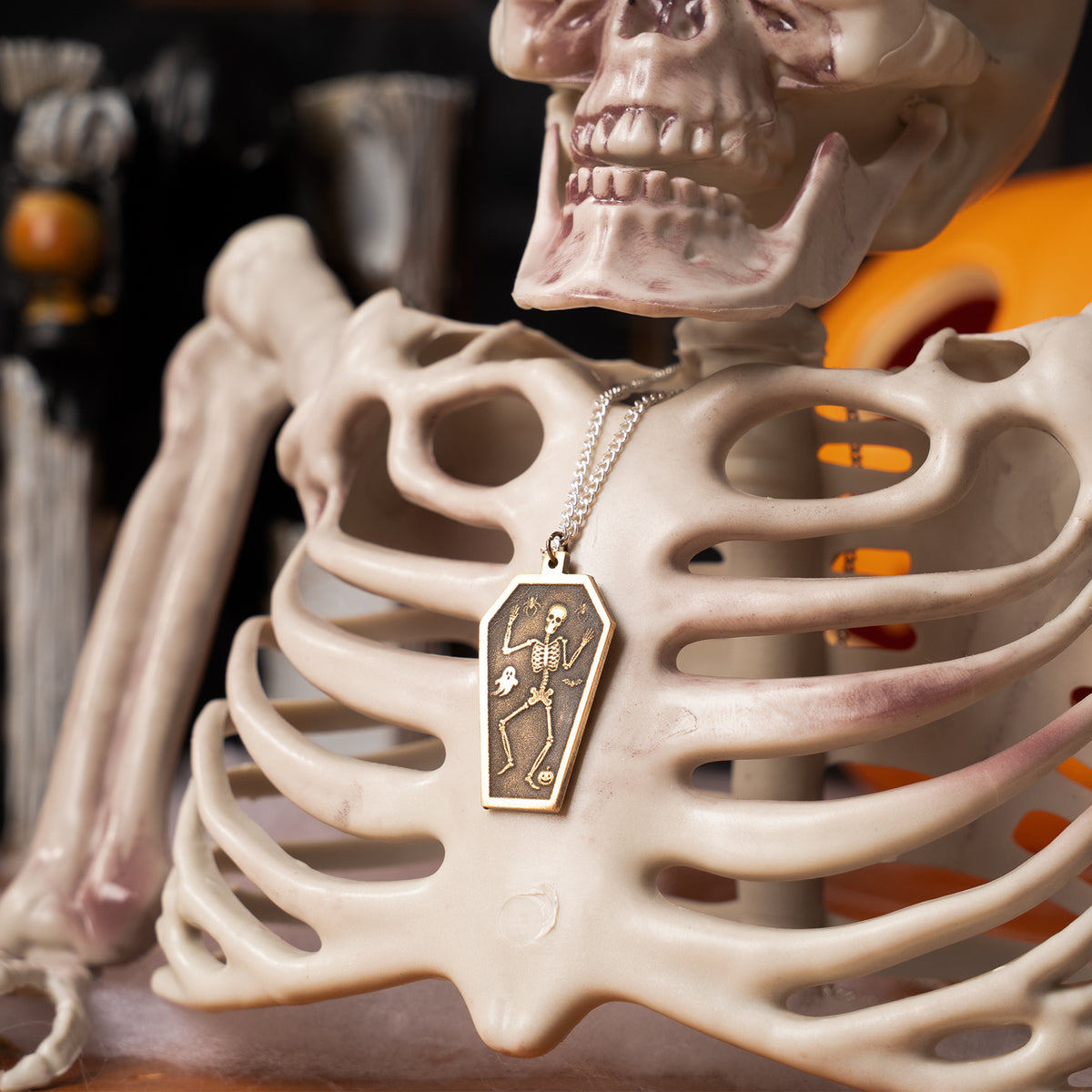 Halloween Skeleton-in-Coffin Pendant