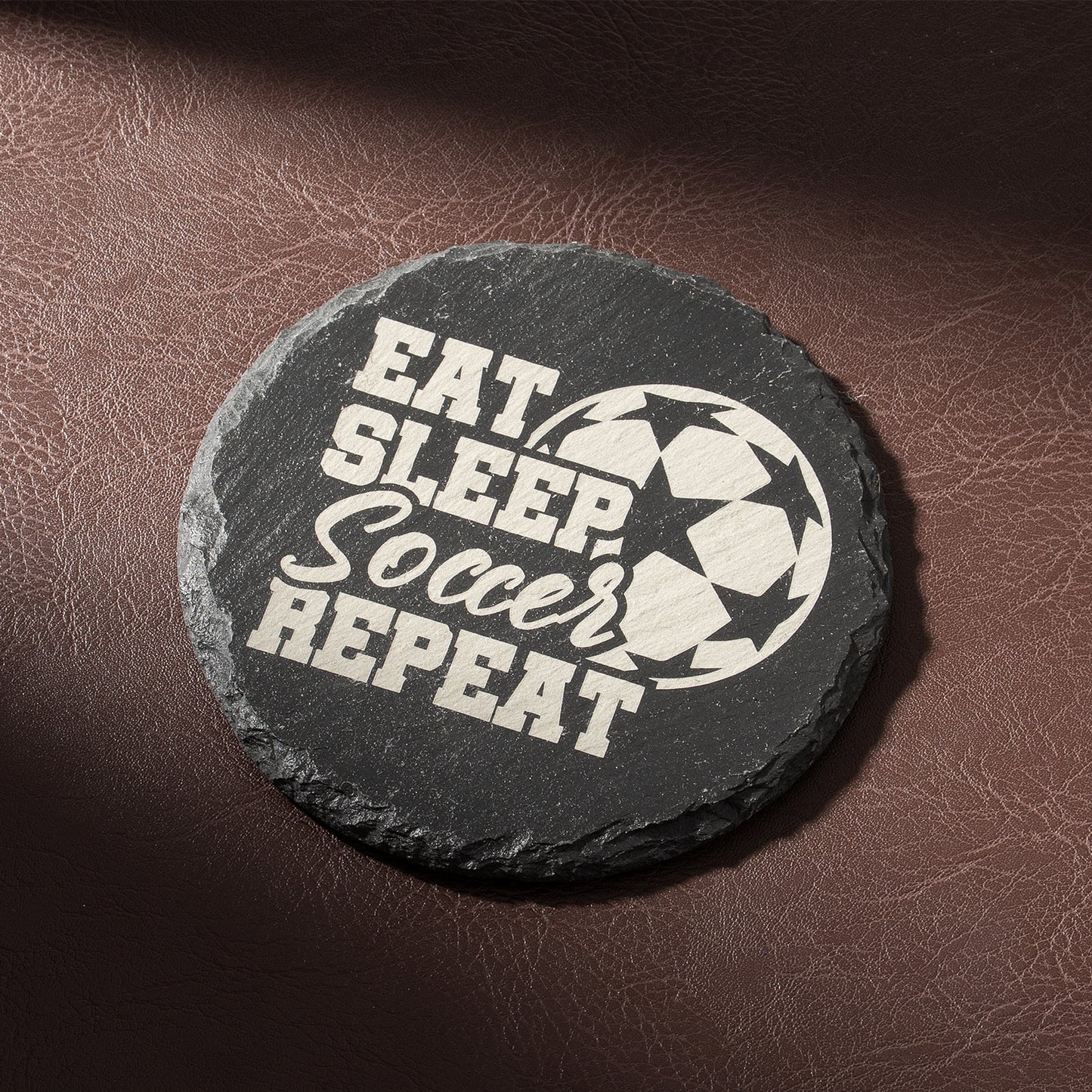 Soccer Stone Coaster Engraving