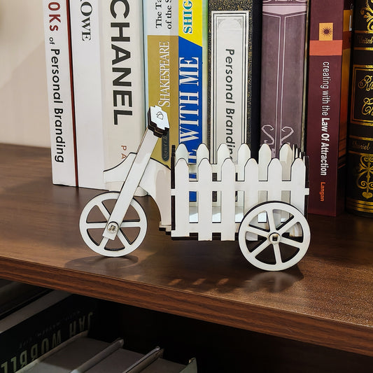 Wooden potted plant cart ornament