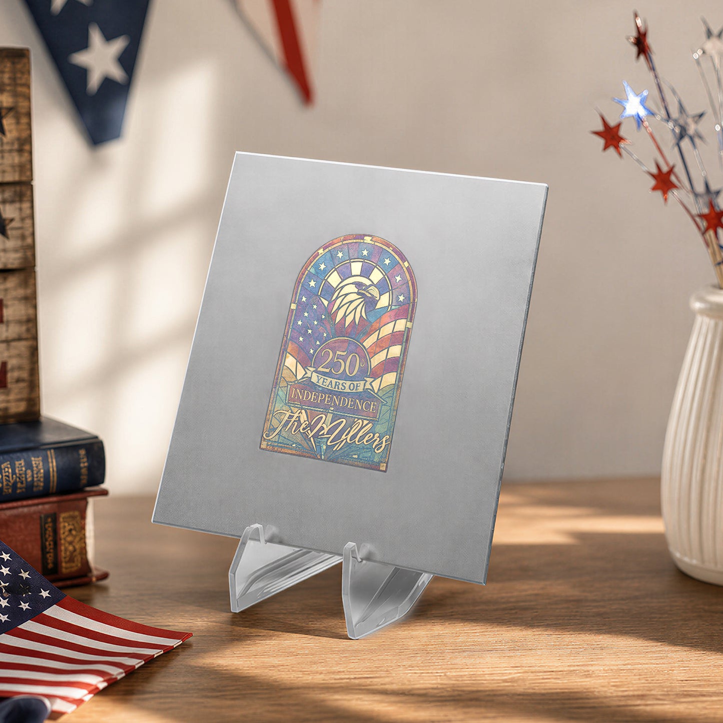 Independence Day bald eagle stainless steel color engraving