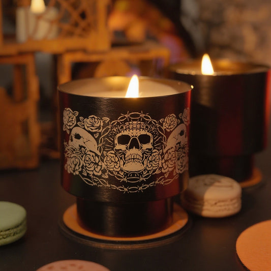 Halloween Skull Rose Thorn Candle Holder