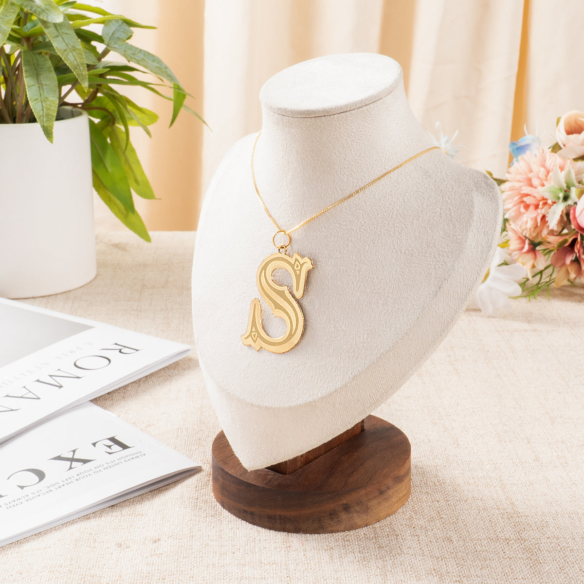 Initial Brass Pendant Engraving