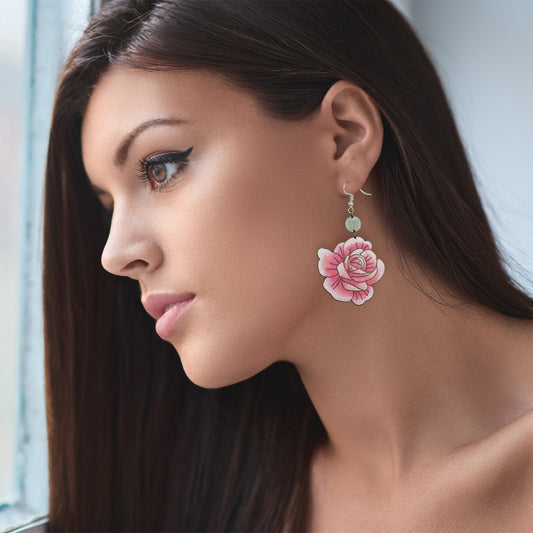 Rose wooden earrings 02