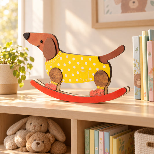 Wooden rocking dachshund ornament