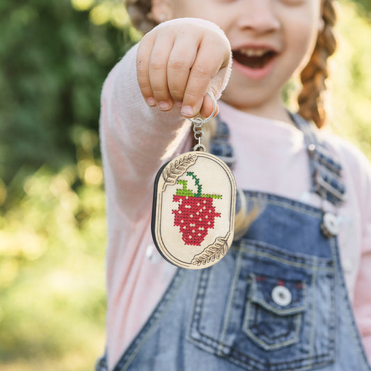 Strawberry Embroidery Keychain