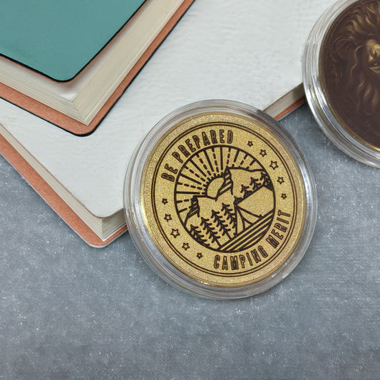 Outdoor camping coin engraving