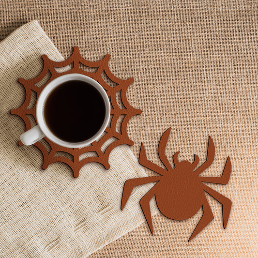 Halloween Spider Leather Coaster